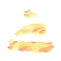 A watercolor set of isolated paint stains and textured brush strokes in sandy yellow, ochre, and brown shades. Ideal for backgrounds, abstract compositions, and natural or artistic design projects. vector