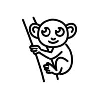 Tarsier clinging to vertical branch icon vector