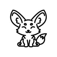 Smiling fennec fox line icon vector