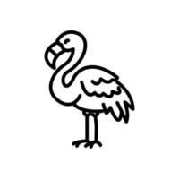 Flamingo standing simple line icon vector