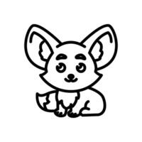 Simple fennec fox line icon vector