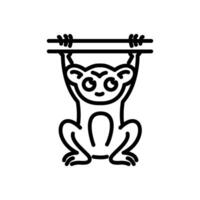 Tarsier hanging upside down line icon vector