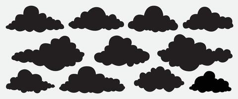 Clouds silhouette icon set isolated on white background vector