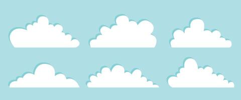 Set of clouds isolated on a light blue background vector