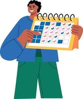 An illustration of person checking calendar in flat style vector