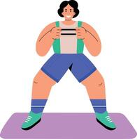 A flat style illustration showing a character doing band squat exercise vector
