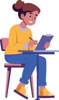 Flat style illustration showing a person journaling creative thoughts vector