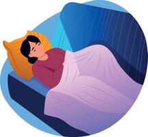 A flat style illustration of a napping character vector