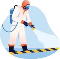 A flat style showing a fireman spraying vector