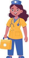 Flat style illustration showing a professional nurse vector