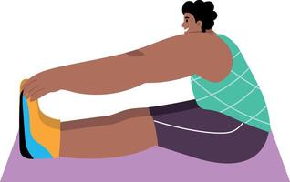 A flat style illustration showing a man doing hamstring stretching vector