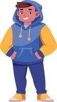 A flat style illustration of hoodie guy standing casually vector