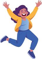 Flat style illustration depicting a person jumping with joy vector