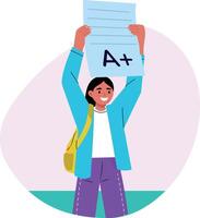 A flat style illustration of a proud student vector