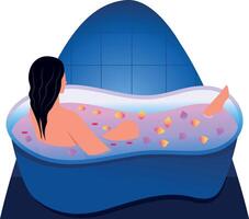 A flat style illustration depicting bath relaxation vector