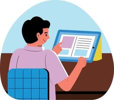 Flat illustration showing a student doing online study vector