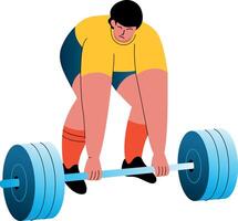 A flat style illustration showing a character doing deadlift vector