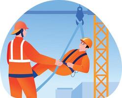 A flat style illustration of crane rescue vector