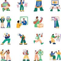 Collection of 16 Advertising Flat Style Illustrations vector
