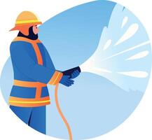 A flat style illustration of hose spraying vector