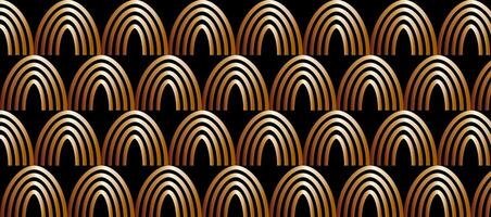 Black and gold pattern with curved lines vector