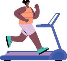 A flat style illustration showing a character doing treadmill exercise vector