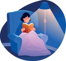 A flat style illustration showing reading time vector
