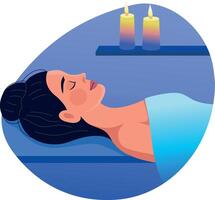 A flat style illustration showing a woman taking spa vector