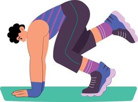 A flat style illustration showing a character doing running planks exercise vector