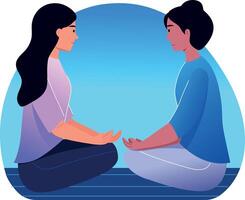 A flat style illustration showing eye gazing meditation vector