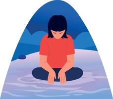 Flat illustration showing a character doing water meditation vector
