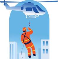 A flat style illustration showing an air rescue vector