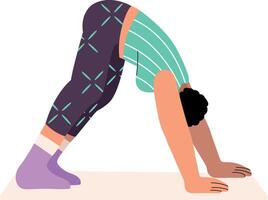 A flat style illustration showing a character doing yoga position vector