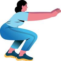 A character doing squats, flat style illustration vector