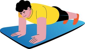 A flat style illustration showing a character doing push ups vector