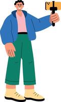 An illustration of influencer vlogging designed in flat style vector
