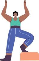 A character showing warrior pose, flat style illustration vector