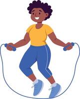 Flat style illustration showing rope jump character vector