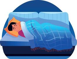 A flat style illustration of a sleeping character vector