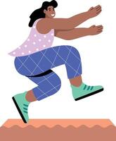 A flat style illustration showing a character doing exercise vector
