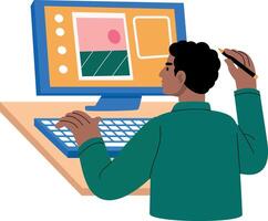 An illustration of graphic designer in flat style vector