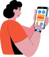 A flat style illustration of fitness app vector