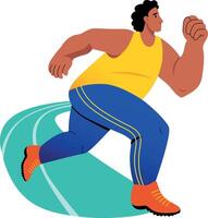 A flat style illustration showing a character running vector
