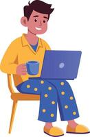 A flat style illustration of remote worker using laptop vector