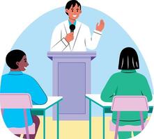 A student giving a speech in class, flat style illustration vector