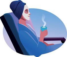 A character taking spa relaxation, flat style illustration vector