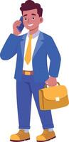 A flat style illustration of businessman holding briefcase vector