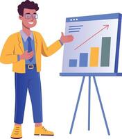 A flat style illustration showing a person giving presentation vector
