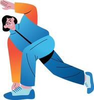 A character doing lunge exercise, flat style illustration vector