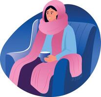 A wrapped warmly character illustration in flat style vector